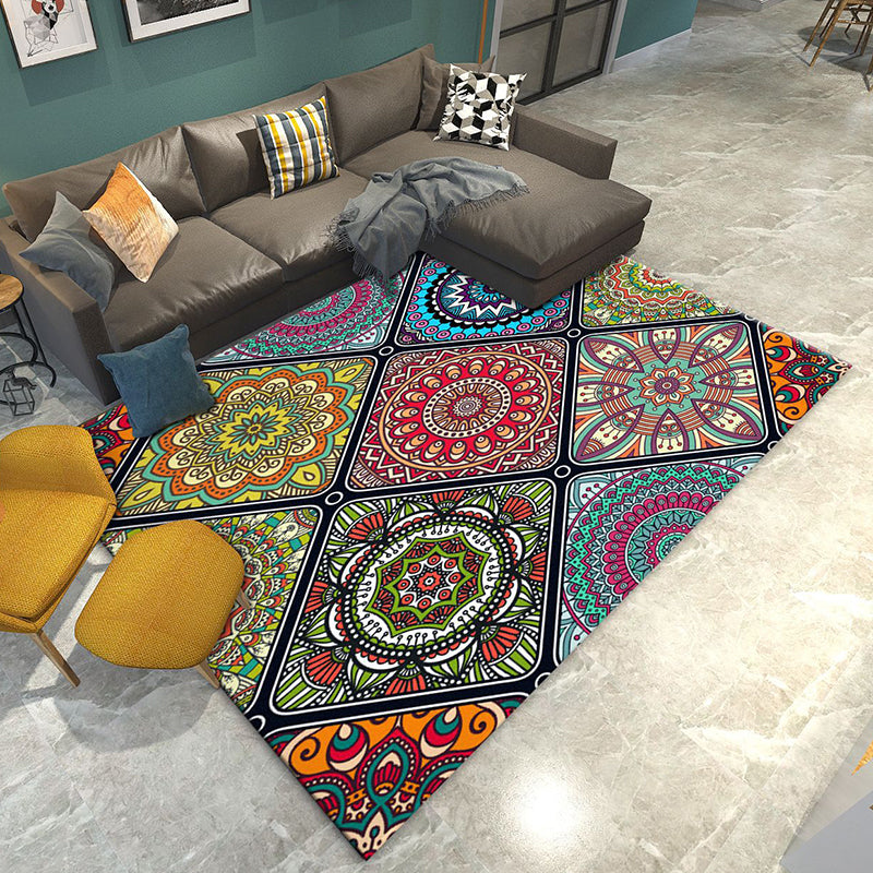 Vintage Multi-Color Flower Rug Polypropylene Moroccan Indoor Rug Pet Friendly Non-Slip Washable Carpet for Bedroom Red Clearhalo 'Area Rug' 'Moroccan' 'Rugs' Rug' 2185605