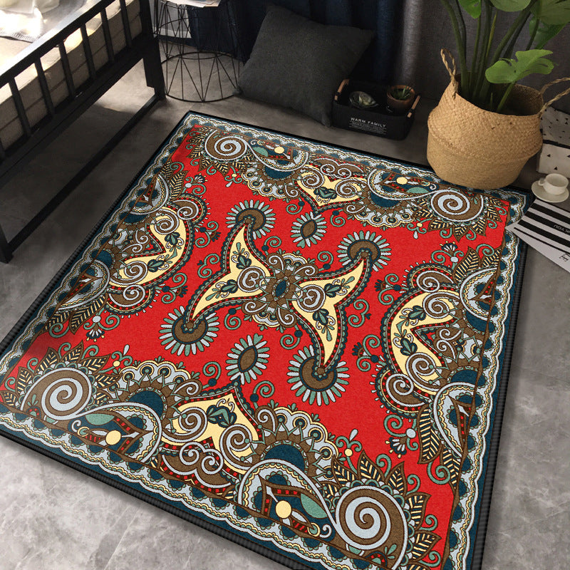 Persian Chamber Area Rug Multicolor Jacquard Printing Carpet Synthetics Anti-Slip Stain Resistant Pet Friendly Rug Brick Red Clearhalo 'Area Rug' 'Moroccan' 'Rugs' Rug' 2185608