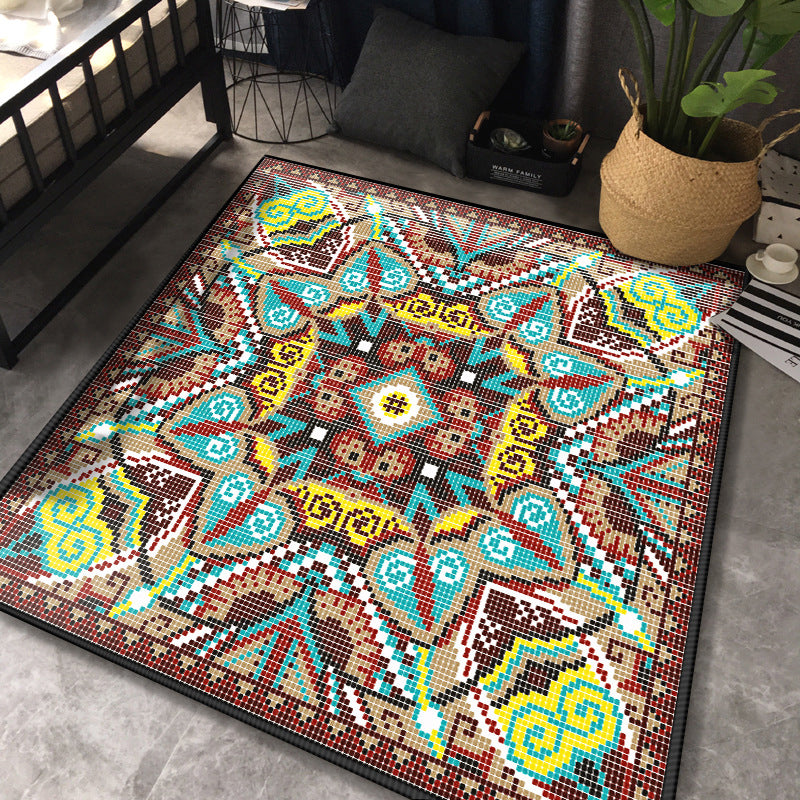 Persian Chamber Area Rug Multicolor Jacquard Printing Carpet Synthetics Anti-Slip Stain Resistant Pet Friendly Rug Light Coffee Clearhalo 'Area Rug' 'Moroccan' 'Rugs' Rug' 2185614