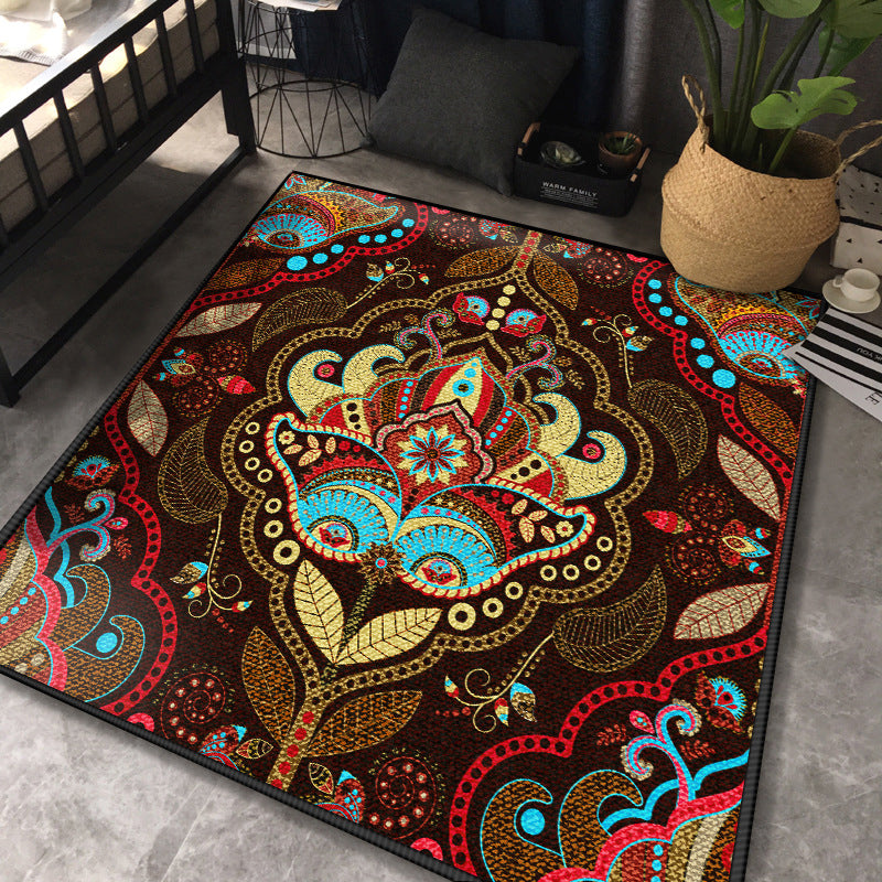 Persian Chamber Area Rug Multicolor Jacquard Printing Carpet Synthetics Anti-Slip Stain Resistant Pet Friendly Rug Brown Clearhalo 'Area Rug' 'Moroccan' 'Rugs' Rug' 2185616