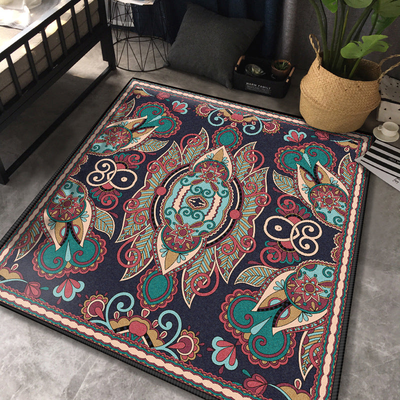 Persian Chamber Area Rug Multicolor Jacquard Printing Carpet Synthetics Anti-Slip Stain Resistant Pet Friendly Rug Dark Blue Clearhalo 'Area Rug' 'Moroccan' 'Rugs' Rug' 2185617