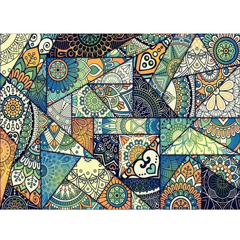 Multicolor Floral Mosaic Print Rug Polypropylene Moroccan Indoor Rug Machine Washable Anti-Slip Backing Pet Friendly Carpet for Home Clearhalo 'Area Rug' 'Moroccan' 'Rugs' Rug' 2185653