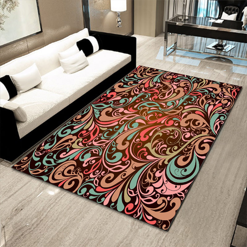 Multicolor Floral Mosaic Print Rug Polypropylene Moroccan Indoor Rug Machine Washable Anti-Slip Backing Pet Friendly Carpet for Home Clearhalo 'Area Rug' 'Moroccan' 'Rugs' Rug' 2185655