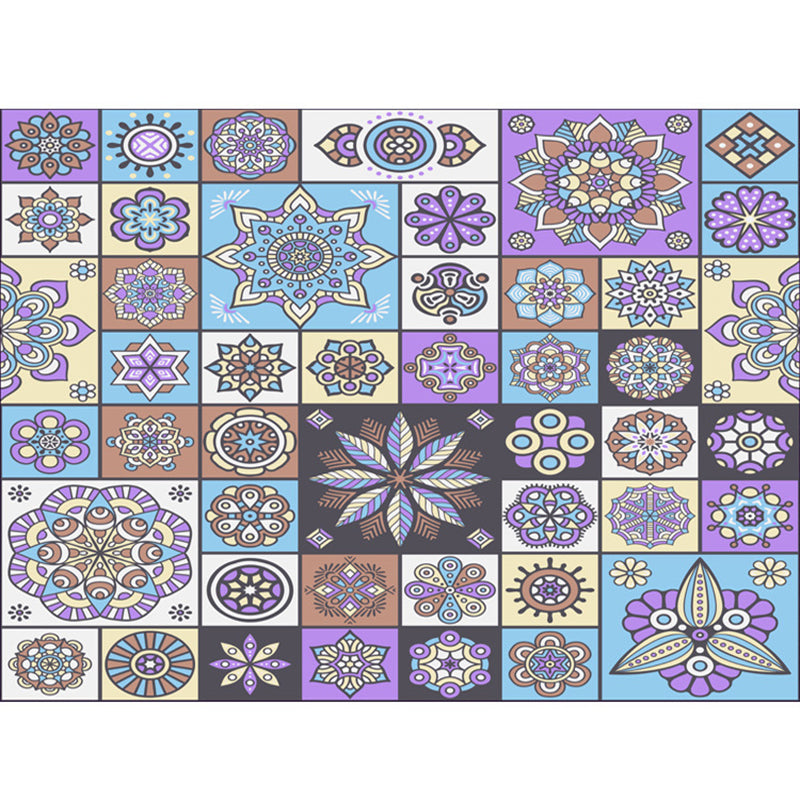 Multicolor Floral Mosaic Print Rug Polypropylene Moroccan Indoor Rug Machine Washable Anti-Slip Backing Pet Friendly Carpet for Home Clearhalo 'Area Rug' 'Moroccan' 'Rugs' Rug' 2185658