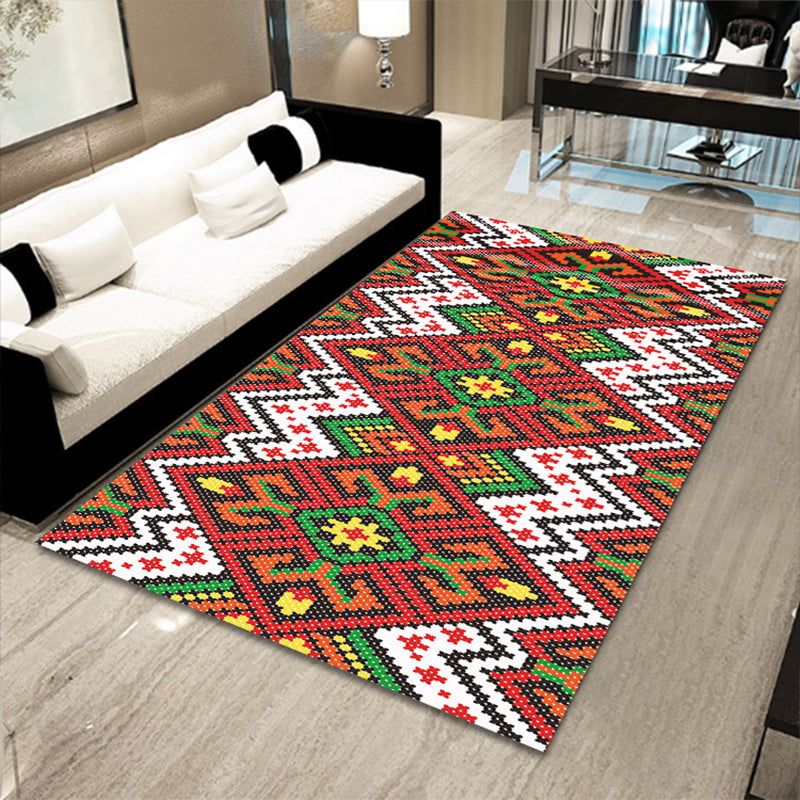 Multicolor Floral Mosaic Print Rug Polypropylene Moroccan Indoor Rug Machine Washable Anti-Slip Backing Pet Friendly Carpet for Home White Clearhalo 'Area Rug' 'Moroccan' 'Rugs' Rug' 2185660