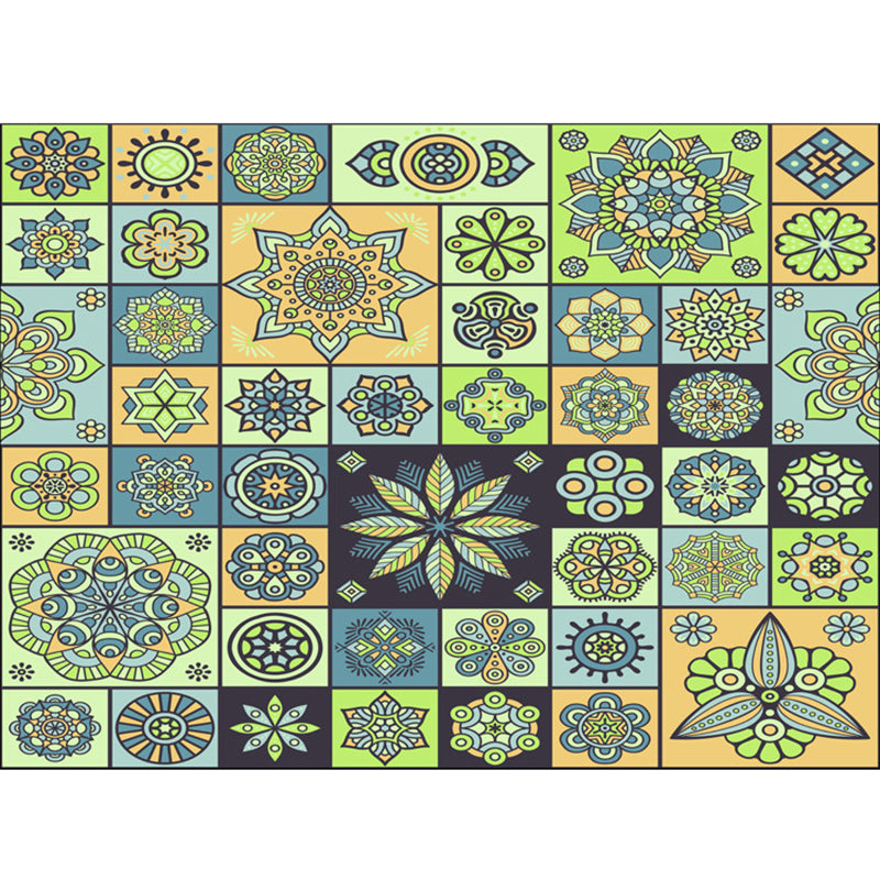 Multicolor Floral Mosaic Print Rug Polypropylene Moroccan Indoor Rug Machine Washable Anti-Slip Backing Pet Friendly Carpet for Home Clearhalo 'Area Rug' 'Moroccan' 'Rugs' Rug' 2185662