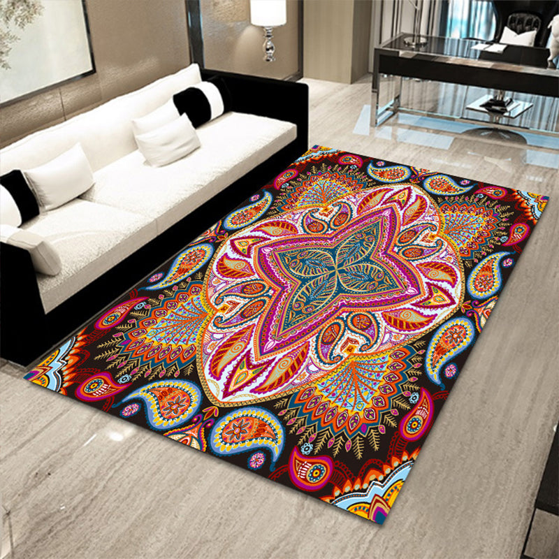 Multicolor Floral Mosaic Print Rug Polypropylene Moroccan Indoor Rug Machine Washable Anti-Slip Backing Pet Friendly Carpet for Home Clearhalo 'Area Rug' 'Moroccan' 'Rugs' Rug' 2185665