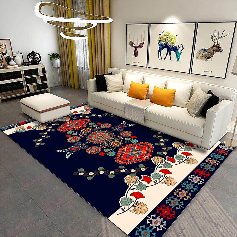 Classy Multi Color Mandala Rug Synthetics Moroccan Area Rug Stain Resistant Anti-Slip Pet Friendly Rug for Great Room Dark Blue Clearhalo 'Area Rug' 'Moroccan' 'Rugs' Rug' 2185669