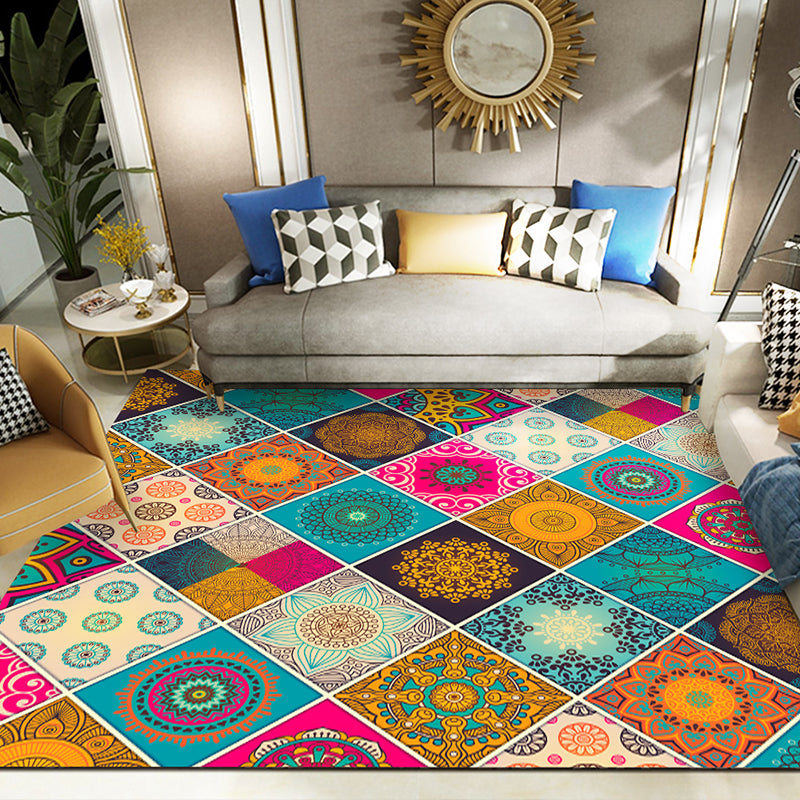 Classy Multi Color Mandala Rug Synthetics Moroccan Area Rug Stain Resistant Anti-Slip Pet Friendly Rug for Great Room Lake Blue Clearhalo 'Area Rug' 'Moroccan' 'Rugs' Rug' 2185671