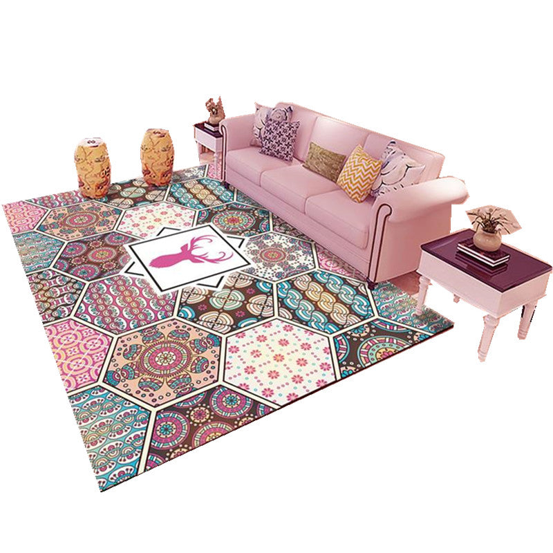 Classy Multi Color Mandala Rug Synthetics Moroccan Area Rug Stain Resistant Anti-Slip Pet Friendly Rug for Great Room Clearhalo 'Area Rug' 'Moroccan' 'Rugs' Rug' 2185674