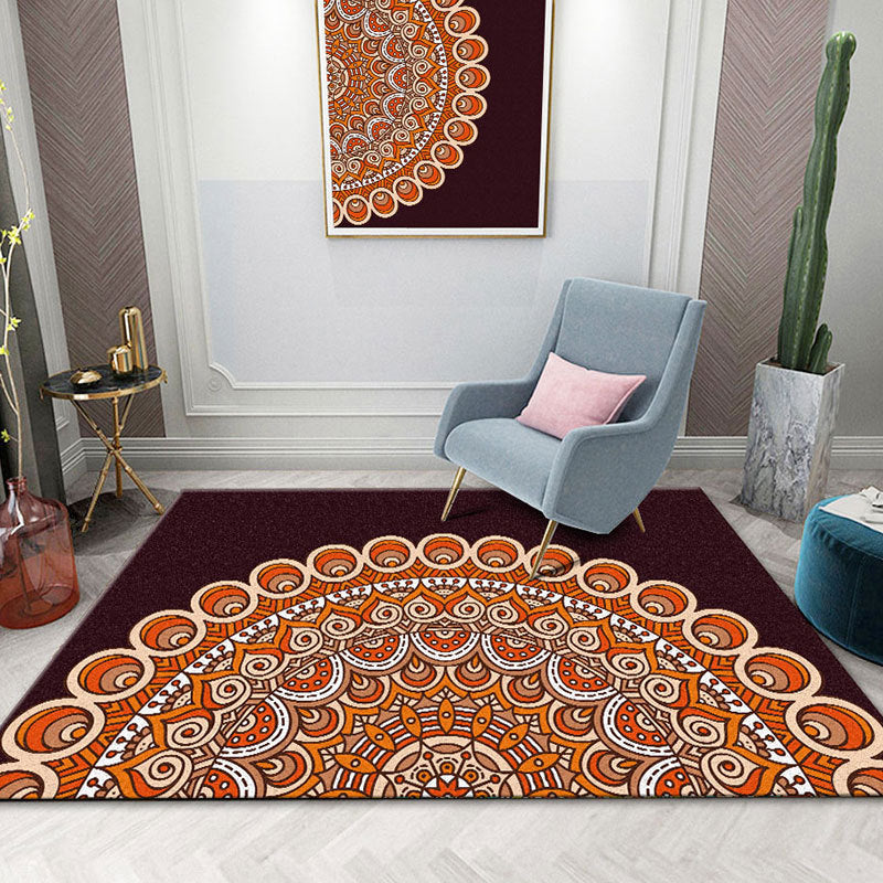 Colorful Mandala Rug Multicolor Moroccan Area Carpet Polyester Stain Resistant Pet Friendly Anti-Slip Rug for Home Yellow-Red Clearhalo 'Area Rug' 'Moroccan' 'Rugs' Rug' 2185709