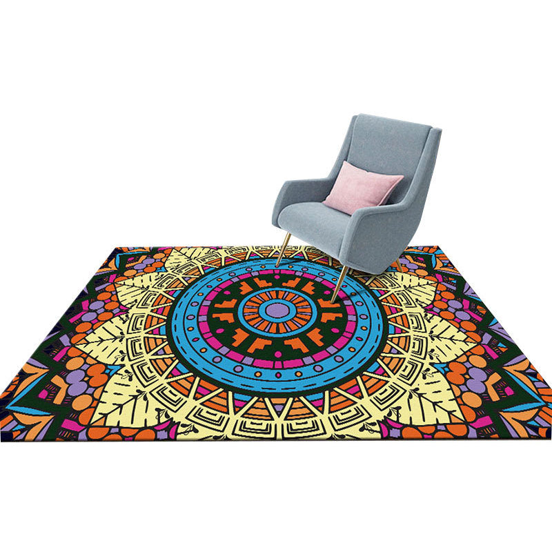 Colorful Mandala Rug Multicolor Moroccan Area Carpet Polyester Stain Resistant Pet Friendly Anti-Slip Rug for Home Clearhalo 'Area Rug' 'Moroccan' 'Rugs' Rug' 2185710