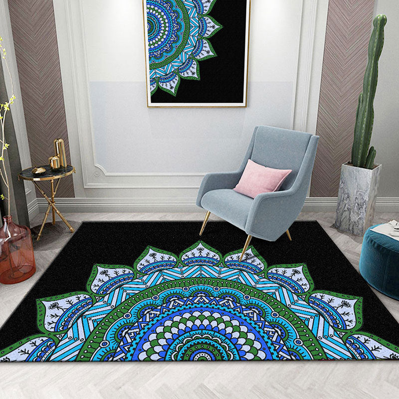 Colorful Mandala Rug Multicolor Moroccan Area Carpet Polyester Stain Resistant Pet Friendly Anti-Slip Rug for Home Sky Blue Clearhalo 'Area Rug' 'Moroccan' 'Rugs' Rug' 2185711