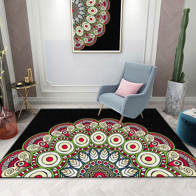 Colorful Mandala Rug Multicolor Moroccan Area Carpet Polyester Stain Resistant Pet Friendly Anti-Slip Rug for Home Turquoise Clearhalo 'Area Rug' 'Moroccan' 'Rugs' Rug' 2185712
