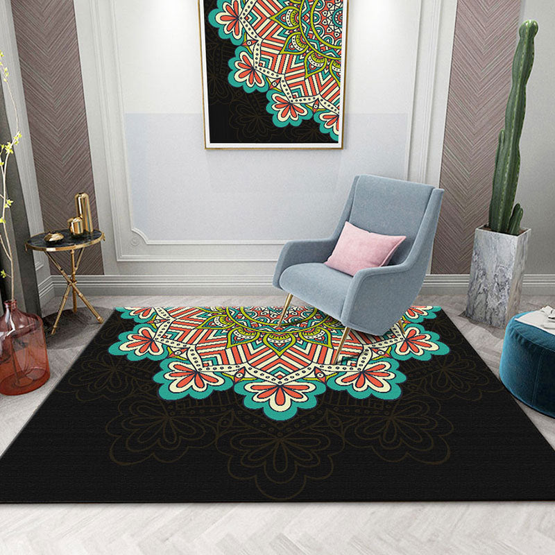 Colorful Mandala Rug Multicolor Moroccan Area Carpet Polyester Stain Resistant Pet Friendly Anti-Slip Rug for Home Clearhalo 'Area Rug' 'Moroccan' 'Rugs' Rug' 2185713