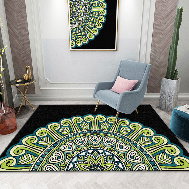 Colorful Mandala Rug Multicolor Moroccan Area Carpet Polyester Stain Resistant Pet Friendly Anti-Slip Rug for Home Yellow-Green Clearhalo 'Area Rug' 'Moroccan' 'Rugs' Rug' 2185716