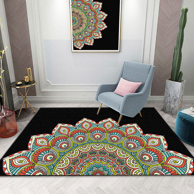 Colorful Mandala Rug Multicolor Moroccan Area Carpet Polyester Stain Resistant Pet Friendly Anti-Slip Rug for Home Clearhalo 'Area Rug' 'Moroccan' 'Rugs' Rug' 2185717