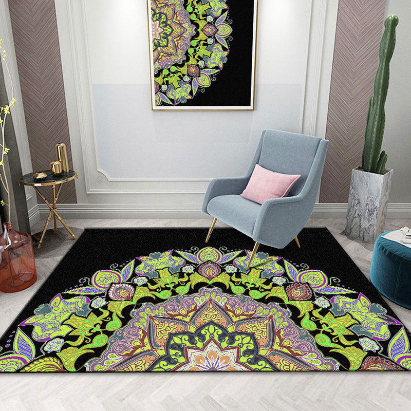 Colorful Mandala Rug Multicolor Moroccan Area Carpet Polyester Stain Resistant Pet Friendly Anti-Slip Rug for Home Clearhalo 'Area Rug' 'Moroccan' 'Rugs' Rug' 2185718