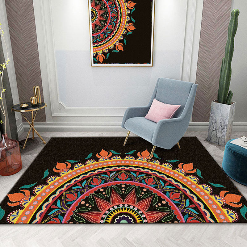 Colorful Mandala Rug Multicolor Moroccan Area Carpet Polyester Stain Resistant Pet Friendly Anti-Slip Rug for Home Clearhalo 'Area Rug' 'Moroccan' 'Rugs' Rug' 2185720