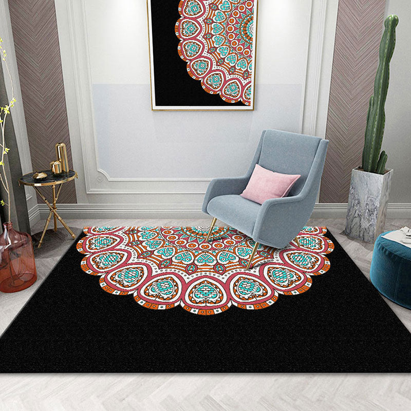 Colorful Mandala Rug Multicolor Moroccan Area Carpet Polyester Stain Resistant Pet Friendly Anti-Slip Rug for Home Pink Clearhalo 'Area Rug' 'Moroccan' 'Rugs' Rug' 2185723