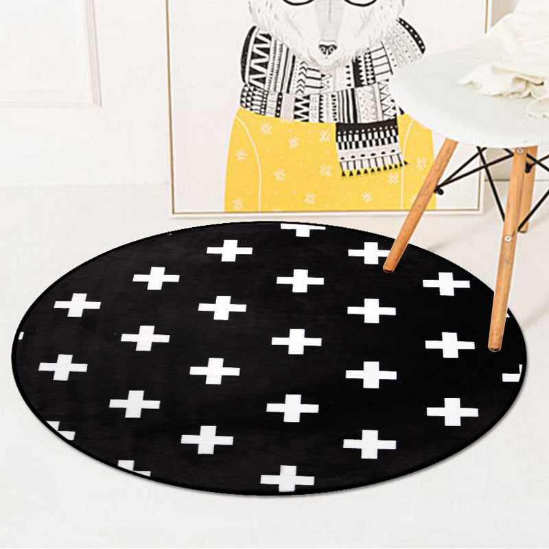 Nordic Living Room Area Rug Multicolor Geometric Shapes Print Carpet Synthetics Anti-Slip Pet Friendly Machine Washable Rug Black Clearhalo 'Area Rug' 'Modern' 'Rugs' Rug' 2185769