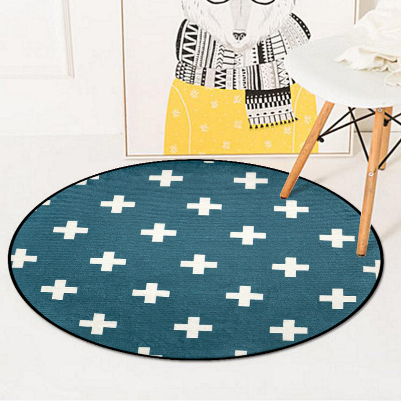 Nordic Living Room Area Rug Multicolor Geometric Shapes Print Carpet Synthetics Anti-Slip Pet Friendly Machine Washable Rug Blue Clearhalo 'Area Rug' 'Modern' 'Rugs' Rug' 2185776