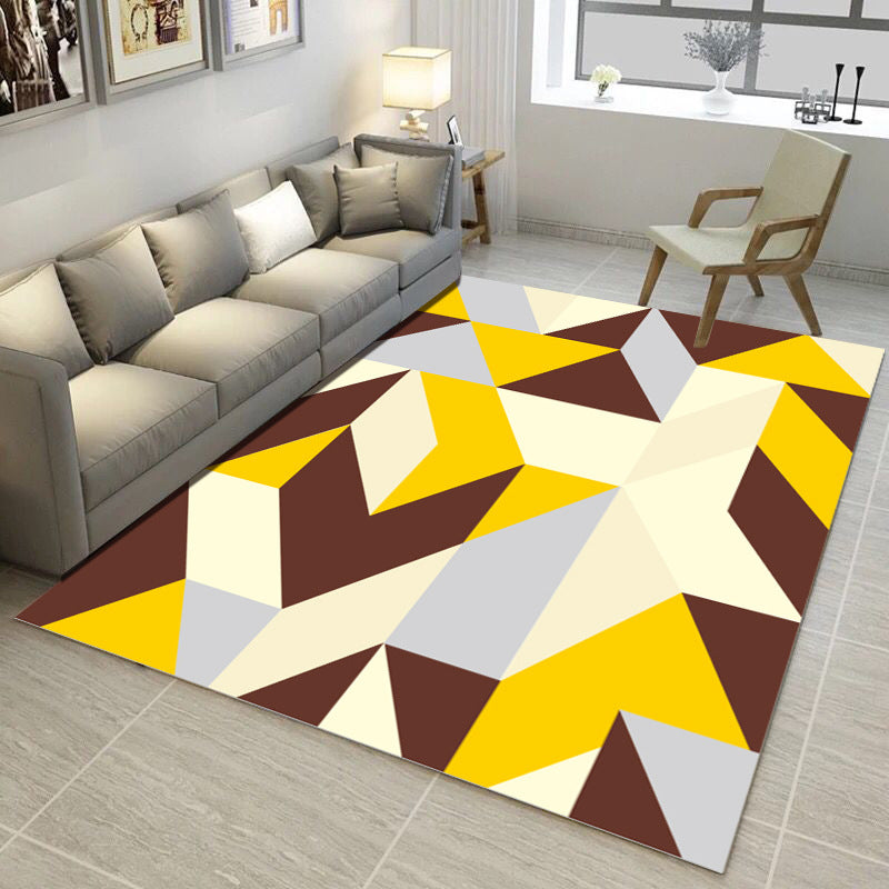 Bold Multi Color Matrix Rug Polyester Modern Area Carpet Non-Slip Pet Friendly Stain Resistant Rug for Living Room Brown Clearhalo 'Area Rug' 'Modern' 'Rugs' Rug' 2185788