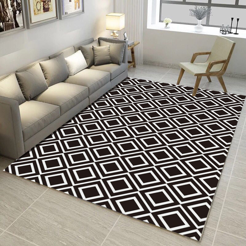 Bold Multi Color Matrix Rug Polyester Modern Area Carpet Non-Slip Pet Friendly Stain Resistant Rug for Living Room Black Clearhalo 'Area Rug' 'Modern' 'Rugs' Rug' 2185789