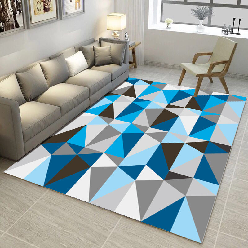 Bold Multi Color Matrix Rug Polyester Modern Area Carpet Non-Slip Pet Friendly Stain Resistant Rug for Living Room Royal Blue Clearhalo 'Area Rug' 'Modern' 'Rugs' Rug' 2185794