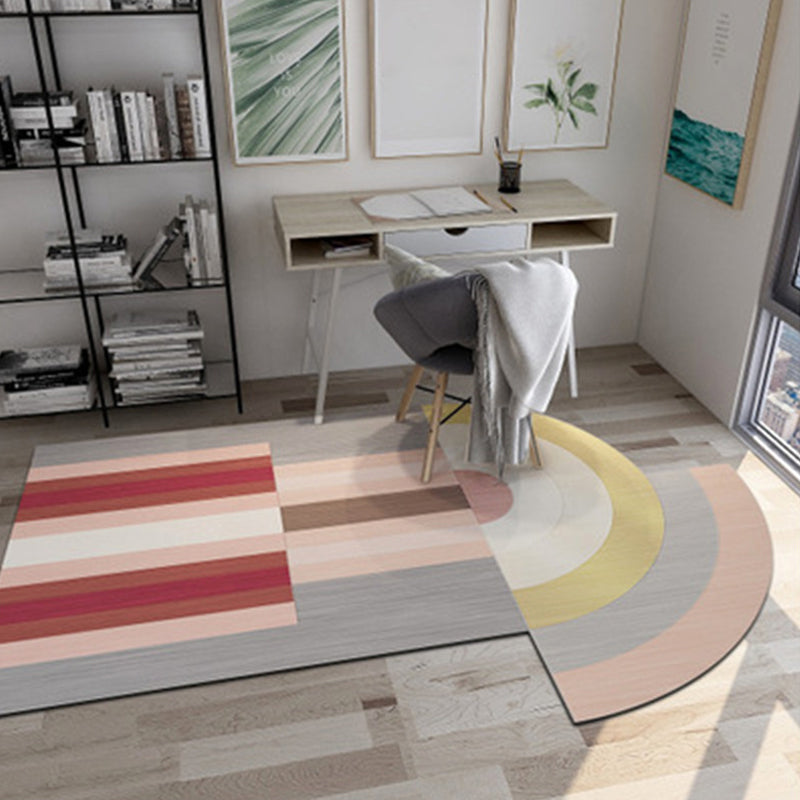 Geometric Shaped Color Block Rug Multi-Color Nordic Carpet Polypropylene Stain Resistant Pet Friendly Non-Slip Rug for Study Room Pink Clearhalo 'Area Rug' 'Modern' 'Rugs' Rug' 2185812