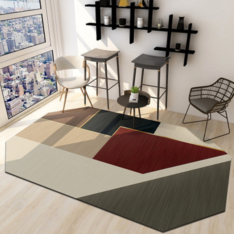 Geometric Shaped Color Block Rug Multi-Color Nordic Carpet Polypropylene Stain Resistant Pet Friendly Non-Slip Rug for Study Room Red Clearhalo 'Area Rug' 'Modern' 'Rugs' Rug' 2185817