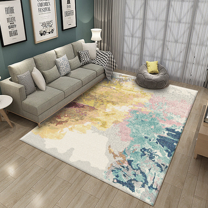 Modern Abstract Watercolor Rug Multi-Color Synthetics Rug Washable Anti-Slip Stain Resistant Area Carpet for Home Clearhalo 'Area Rug' 'Modern' 'Rugs' Rug' 2185864