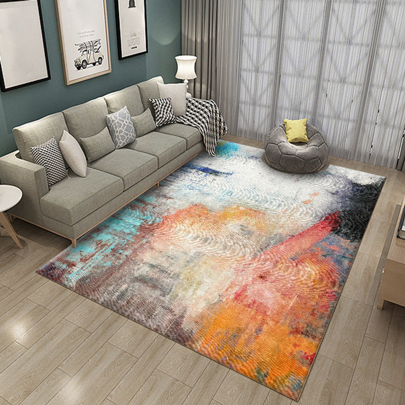 Modern Abstract Watercolor Rug Multi-Color Synthetics Rug Washable Anti-Slip Stain Resistant Area Carpet for Home Yellow-Red Clearhalo 'Area Rug' 'Modern' 'Rugs' Rug' 2185869