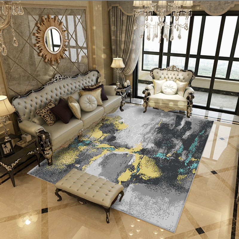 Modern Abstract Watercolor Rug Multi-Color Synthetics Rug Washable Anti-Slip Stain Resistant Area Carpet for Home Grey Clearhalo 'Area Rug' 'Modern' 'Rugs' Rug' 2185884