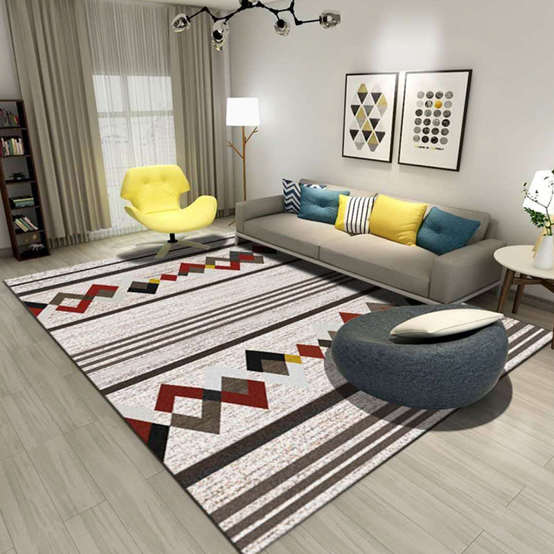 Modern Living Room Area Rug Multi Colored Geometric Rug Synthetics Non-Slip Washable Stain Resistant Indoor Rug Red Clearhalo 'Area Rug' 'Modern' 'Rugs' Rug' 2186115