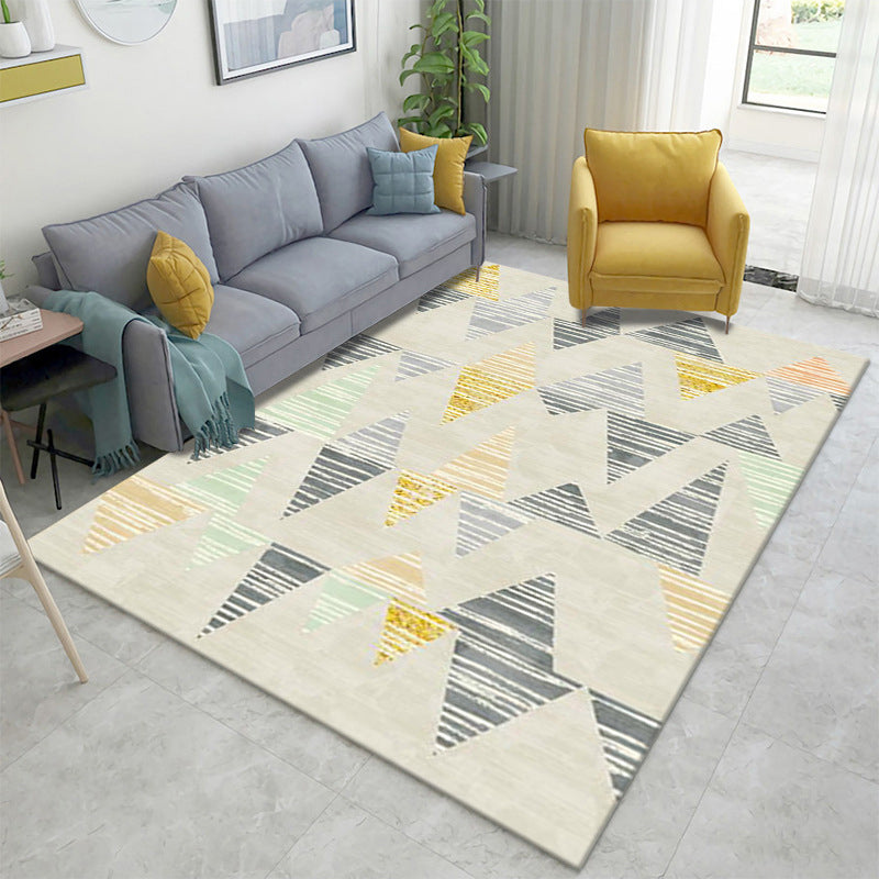 Nordic Geometric Color Block Rug Multicolor Polypropylene Carpet Pet Friendly Stain Resistant Non-Slip Rug for Sitting Room Beige Clearhalo 'Area Rug' 'Modern' 'Rugs' Rug' 2186123