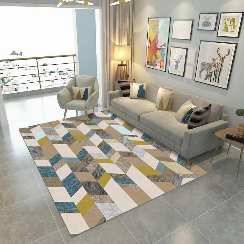 Nordic Geometric Color Block Rug Multicolor Polypropylene Carpet Pet Friendly Stain Resistant Non-Slip Rug for Sitting Room Blue Clearhalo 'Area Rug' 'Modern' 'Rugs' Rug' 2186126