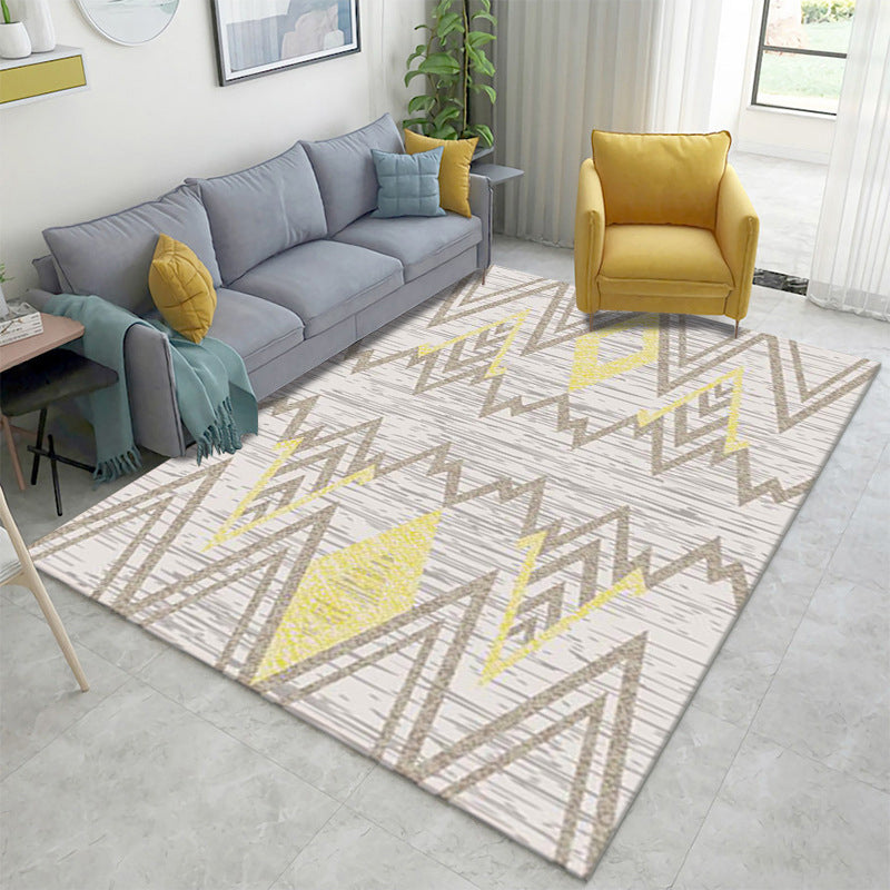 Nordic Geometric Color Block Rug Multicolor Polypropylene Carpet Pet Friendly Stain Resistant Non-Slip Rug for Sitting Room Khaki Clearhalo 'Area Rug' 'Modern' 'Rugs' Rug' 2186132