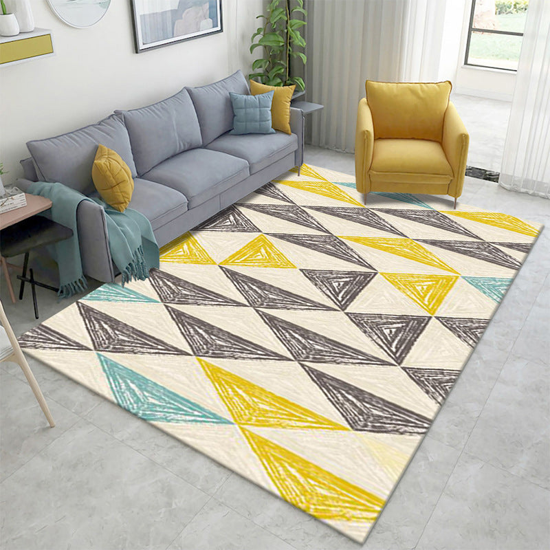 Nordic Geometric Color Block Rug Multicolor Polypropylene Carpet Pet Friendly Stain Resistant Non-Slip Rug for Sitting Room Beige Clearhalo 'Area Rug' 'Modern' 'Rugs' Rug' 2186134