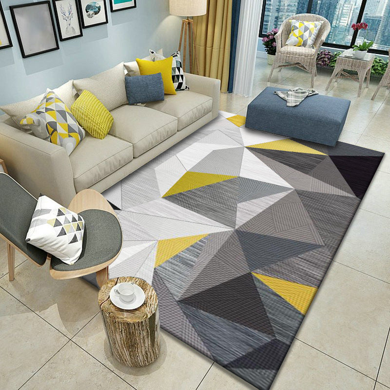 Multicolor Home Decoration Rug Scandinavian Geometric Carpet Polyester Washable Anti-Slip Backing Stain Resistant Rug Brown 6'7" x 9'11" Clearhalo 'Area Rug' 'Modern' 'Rugs' Rug' 2186137