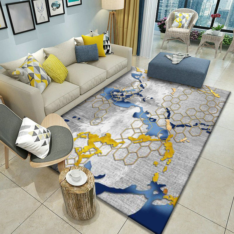 Multicolor Home Decoration Rug Scandinavian Geometric Carpet Polyester Washable Anti-Slip Backing Stain Resistant Rug Blue Clearhalo 'Area Rug' 'Modern' 'Rugs' Rug' 2186138