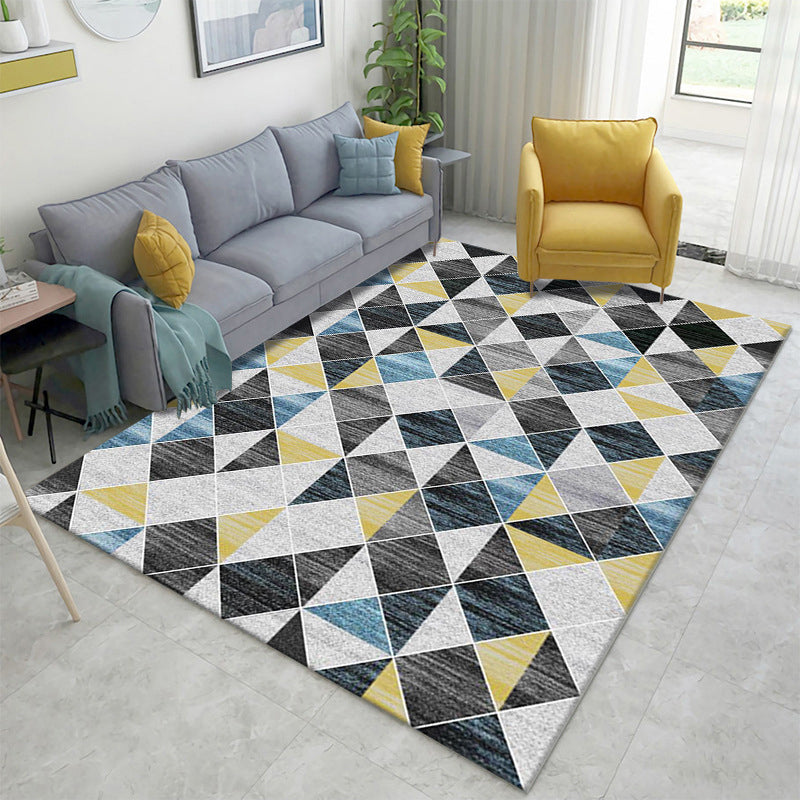 Multicolor Home Decoration Rug Scandinavian Geometric Carpet Polyester Washable Anti-Slip Backing Stain Resistant Rug Yellow Clearhalo 'Area Rug' 'Modern' 'Rugs' Rug' 2186152