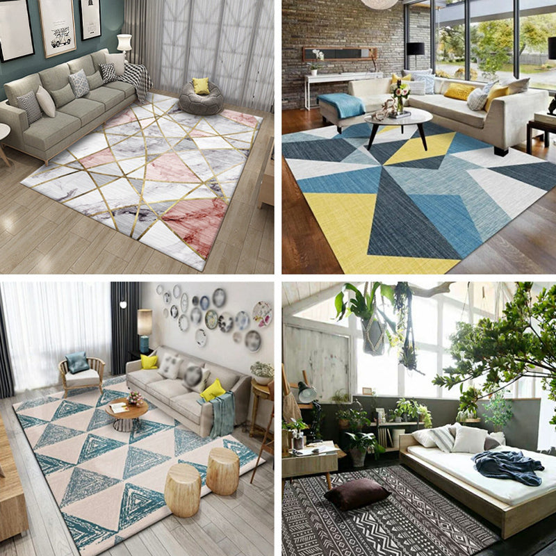 Fashion Multi Color Geometric Rug Synthetics Nordic Area Carpet Pet Friendly Non-Slip Backing Machine Washable Rug for Lounge Clearhalo 'Area Rug' 'Modern' 'Rugs' Rug' 2186169