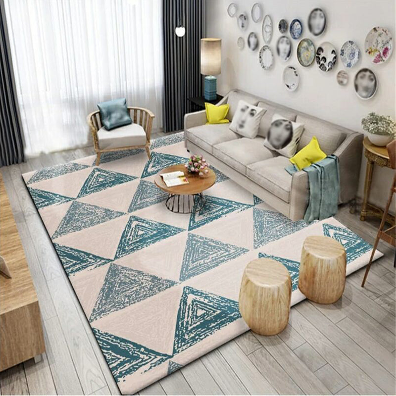 Fashion Multi Color Geometric Rug Synthetics Nordic Area Carpet Pet Friendly Non-Slip Backing Machine Washable Rug for Lounge Lake Blue Clearhalo 'Area Rug' 'Modern' 'Rugs' Rug' 2186182