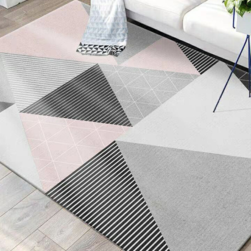 Fashion Multi Color Geometric Rug Synthetics Nordic Area Carpet Pet Friendly Non-Slip Backing Machine Washable Rug for Lounge Gray-Pink Clearhalo 'Area Rug' 'Modern' 'Rugs' Rug' 2186186