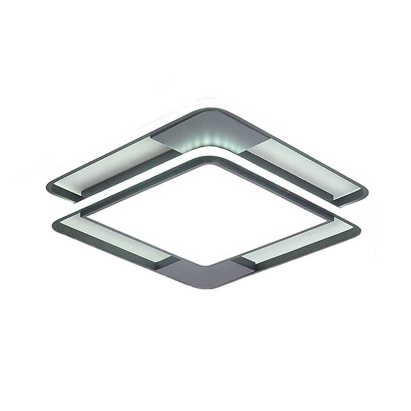 Rhombus/Rectangular Acrylic LED Flushmount Lighting Modern 16"/19.5"/35.5" Wide Black and White Flush Mount Fixture for Bedroom Clearhalo 'Ceiling Lights' 'Close To Ceiling Lights' 'Close to ceiling' 'Flush mount' Lighting' 218619