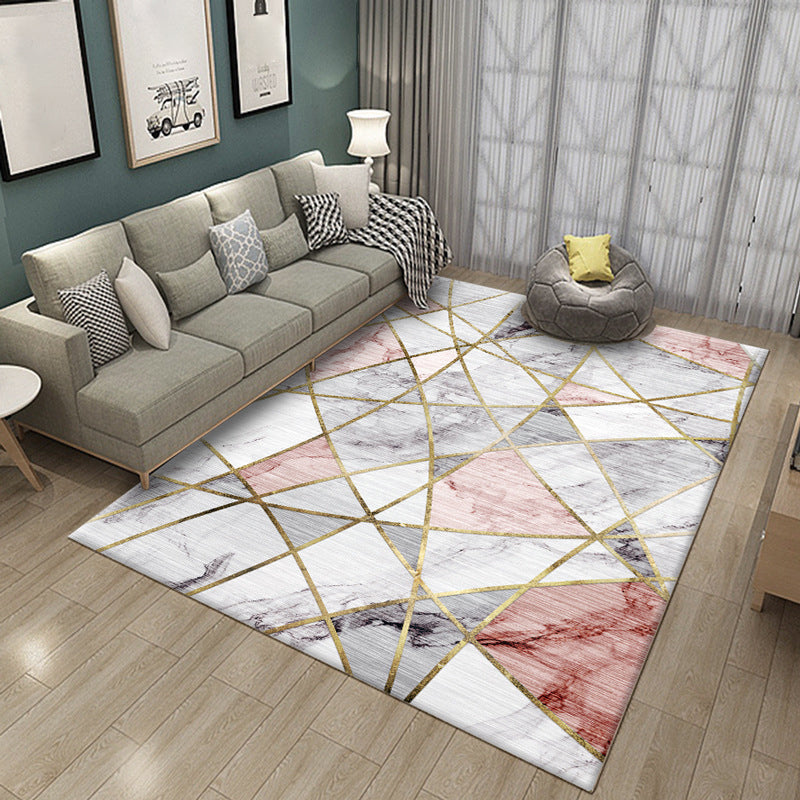 Fashion Multi Color Geometric Rug Synthetics Nordic Area Carpet Pet Friendly Non-Slip Backing Machine Washable Rug for Lounge Pink Clearhalo 'Area Rug' 'Modern' 'Rugs' Rug' 2186190