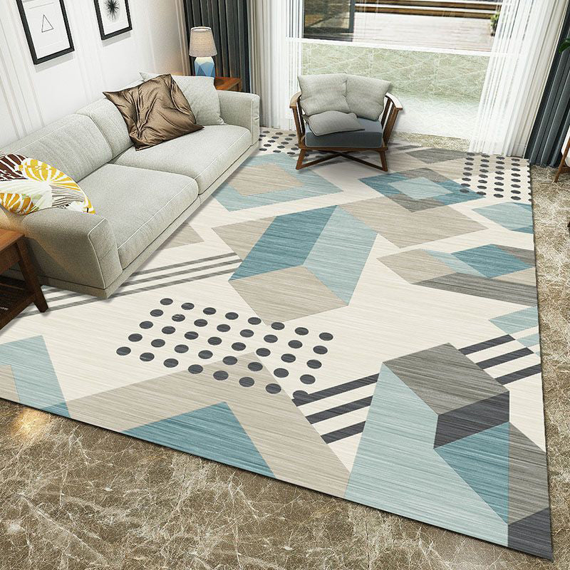 Minimalist 3D Printing Geometry Rug Multi-Colored Polypropylene Rug Machine Washable Non-Slip Stain Resistant Area Rug for Home Lake Green Clearhalo 'Area Rug' 'Modern' 'Rugs' Rug' 2186195