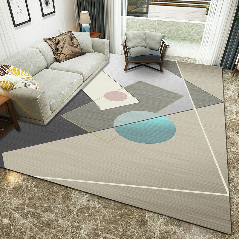 Minimalist 3D Printing Geometry Rug Multi-Colored Polypropylene Rug Machine Washable Non-Slip Stain Resistant Area Rug for Home Brown Clearhalo 'Area Rug' 'Modern' 'Rugs' Rug' 2186196