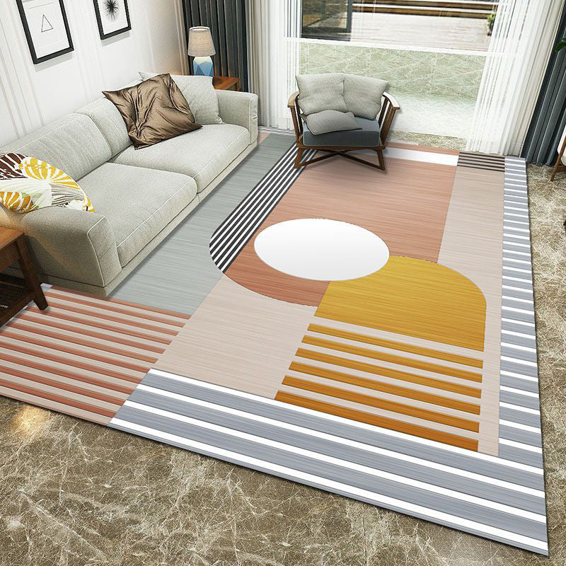 Minimalist 3D Printing Geometry Rug Multi-Colored Polypropylene Rug Machine Washable Non-Slip Stain Resistant Area Rug for Home Orange Pink Clearhalo 'Area Rug' 'Modern' 'Rugs' Rug' 2186198